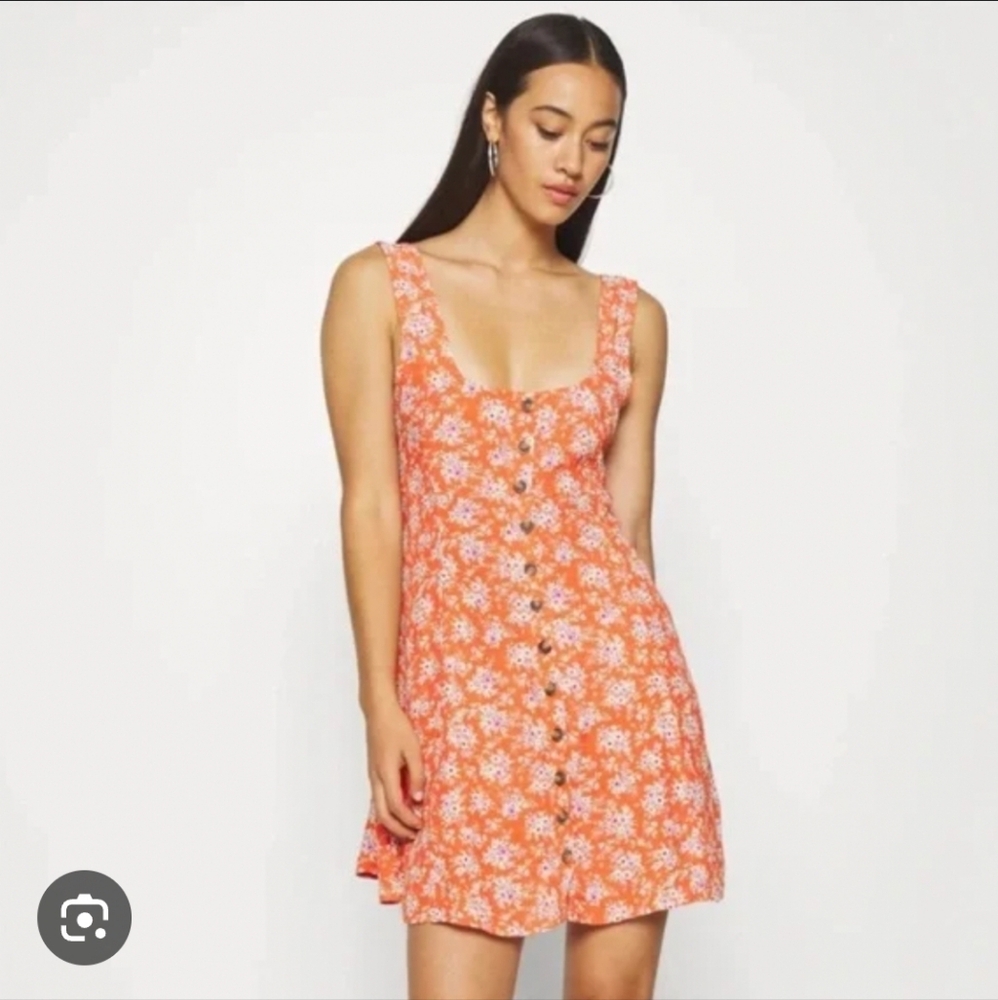 American Eagle Floral Orange Sleeveless Dress